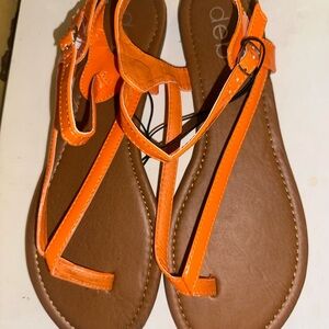 Deb Bright Orange Strappy Sandals